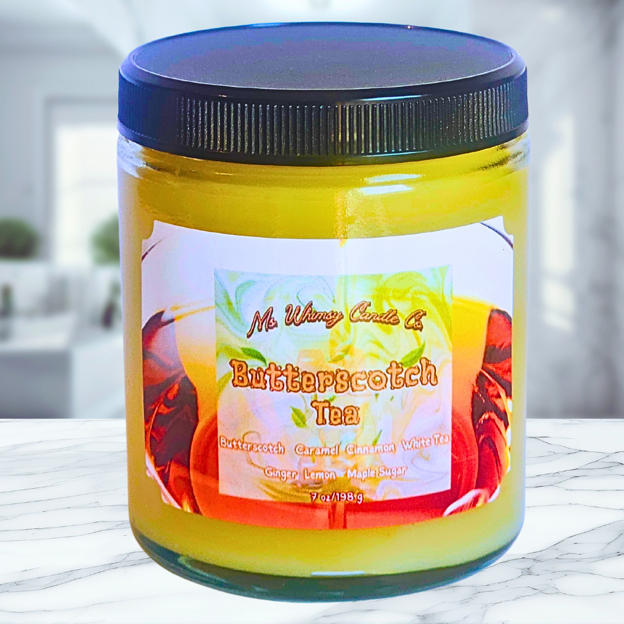 Butterscotch Tea | White Tea Caramel Lemon Ginger | 9 oz Scented Candle | Sweet Buttery Fresh | Cozy Fall Aroma