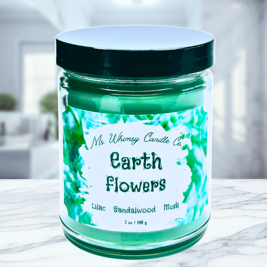 Earth Flowers | Lilac, Sandalwood, & Sweet Musk 9 oz Scented Candle | Fresh Sweet Floral