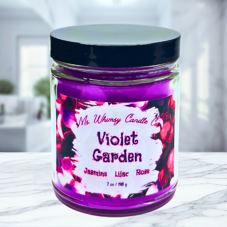 Violet Garden | Jasmin, Lilac, & Rose 9 oz Scented Candle | Floral