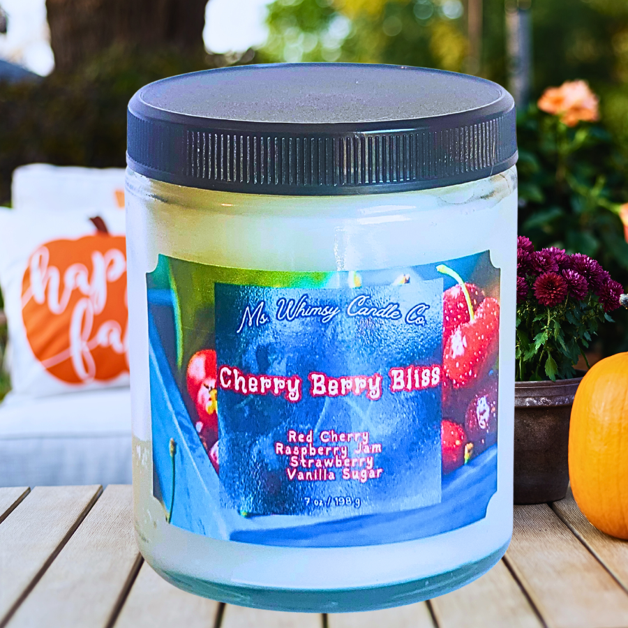 Cherry Berry Bliss | Red Cherry Raspberry Jam Vanilla Sugar | 9 oz Scented Candle | Sweet Fruity | Cozy Fall Aroma