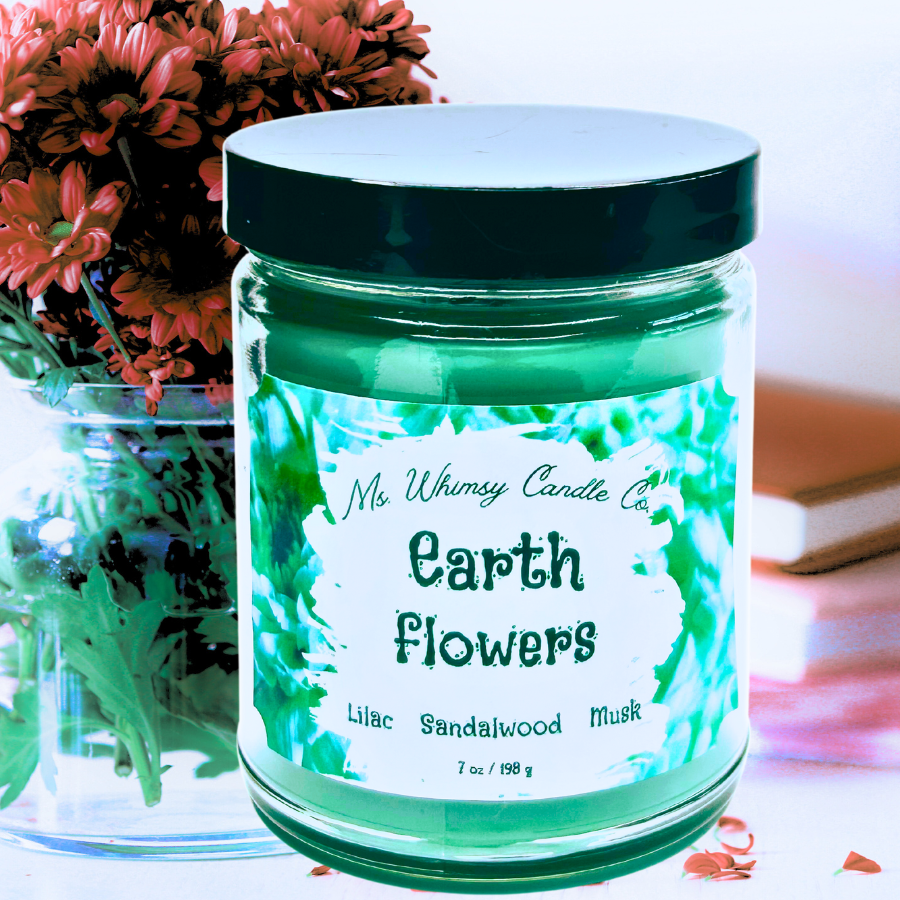 Earth Flowers | Lilac, Sandalwood, & Sweet Musk 9 oz Scented Candle | Fresh Sweet Floral