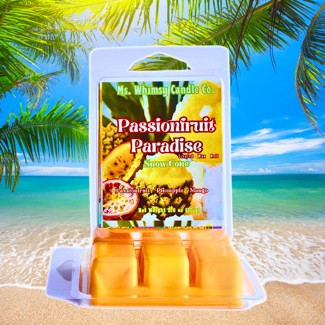 Passionfruit Paradise Snow Cone | Passionfruit, Pineapple, & Mango Scented Wax Melt | Fruity & Tropical