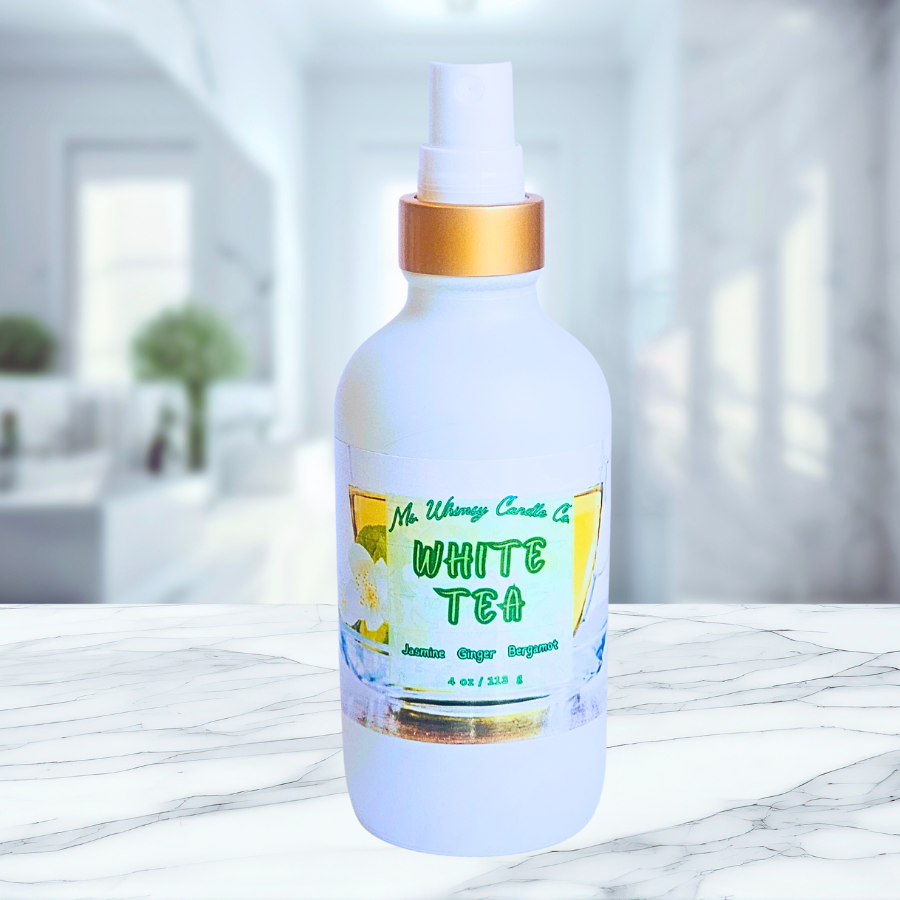 White Tea | Ginger Jasmine Lemon | 4 oz Room & Linen Spray| Fruity & Floral | Fine Mist | Cozy Fall Aroma