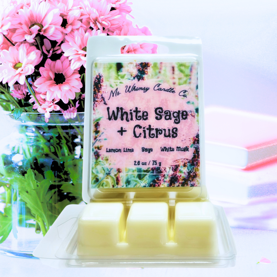 White Sage & Citrus | Sage, White Musk, & Lemon-Lime Scented Wax Melts | Fresh & Clean