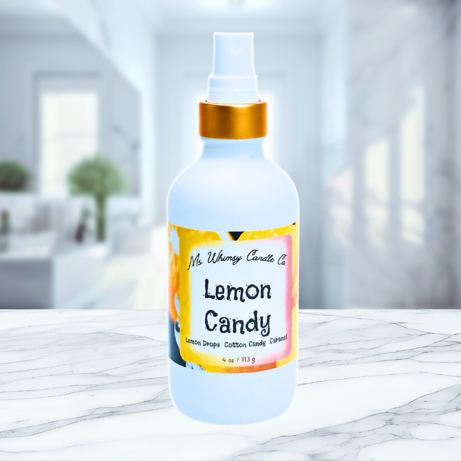 Lemon Candy | Pink Cotton Candy, Lemon Drops, & Caramel | 4 oz Room & Linen Spray |Sweet & Airy | Fine Mist