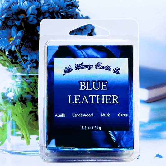 Blue Leather | Sandalwood, Patchouli, & Vanilla| Scented Wax Melt | Woodsy