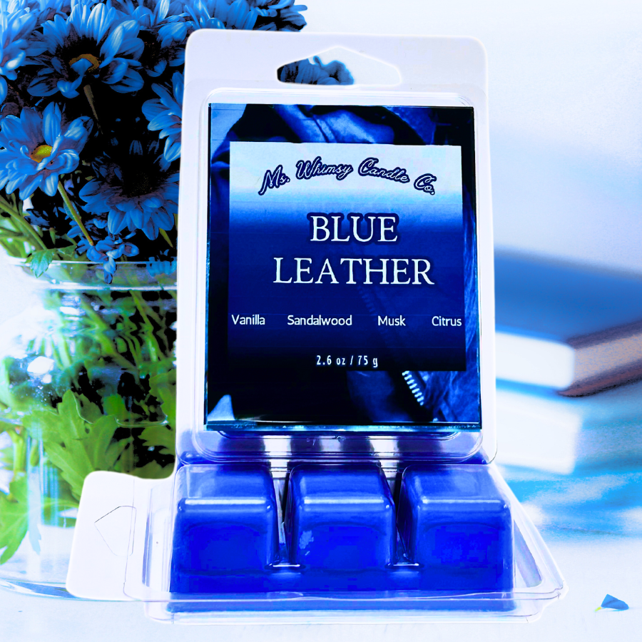 Blue Leather | Sandalwood, Patchouli, & Vanilla| Scented Wax Melt | Woodsy