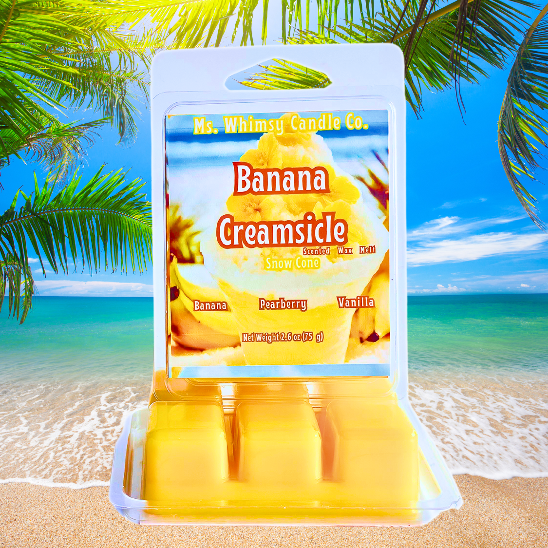 Banana Creamsicle Snow Cone | Banana & Vanilla Bean Scented Wax Melt | Sweet & Fruity