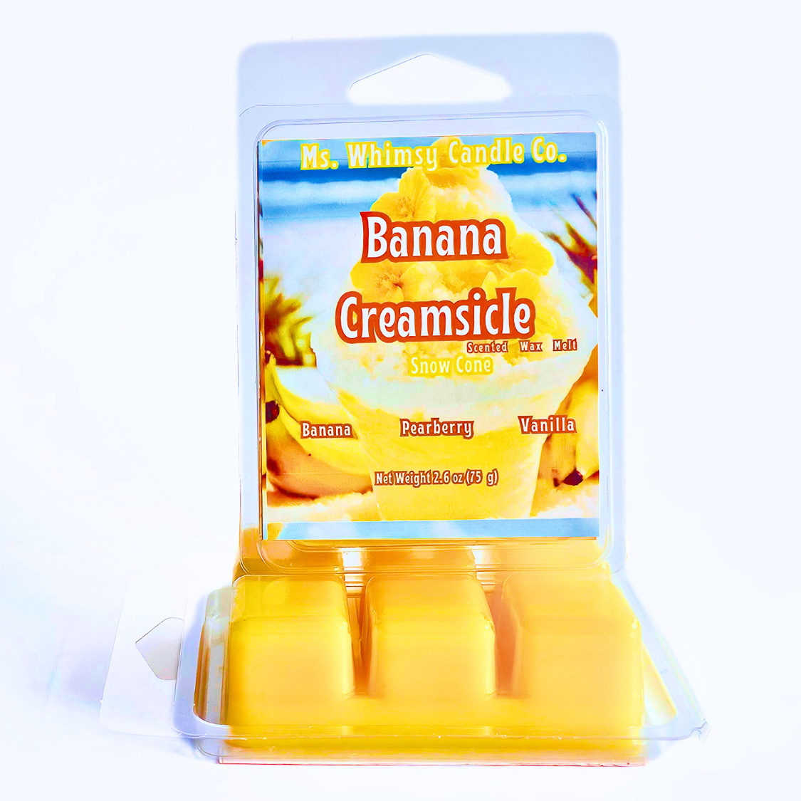 Banana Creamsicle Snow Cone | Banana & Vanilla Bean Scented Wax Melt | Sweet & Fruity