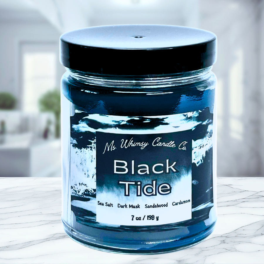 Black Tide | Dark Musk, Sea Salt, & Amber 9 oz Scented Candle |  Earthy & Aquatic