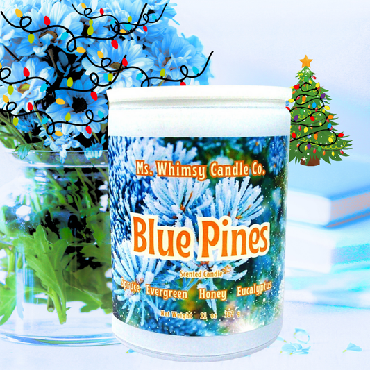 Blue Pines | Spruce, Evergreen, & Spiced Honey | 12 oz Scented Candle | Earthy & Warm | Winter Fragrance