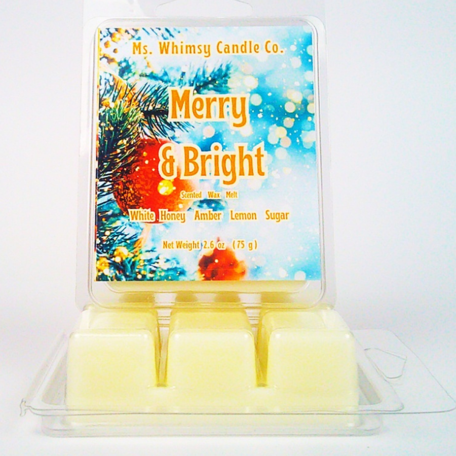 Merry & Bright | White Honey, Peach, & Lemon Scented Wax Melt | Bright & Fruity | Winter Fragrance