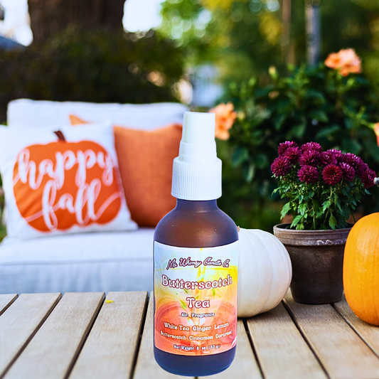 Butterscotch Tea  2 oz Room & Linen Spray  White Tea  Caramel  Lemon  Ginger |  Sweet Buttery Fresh | Cozy Fall Aroma