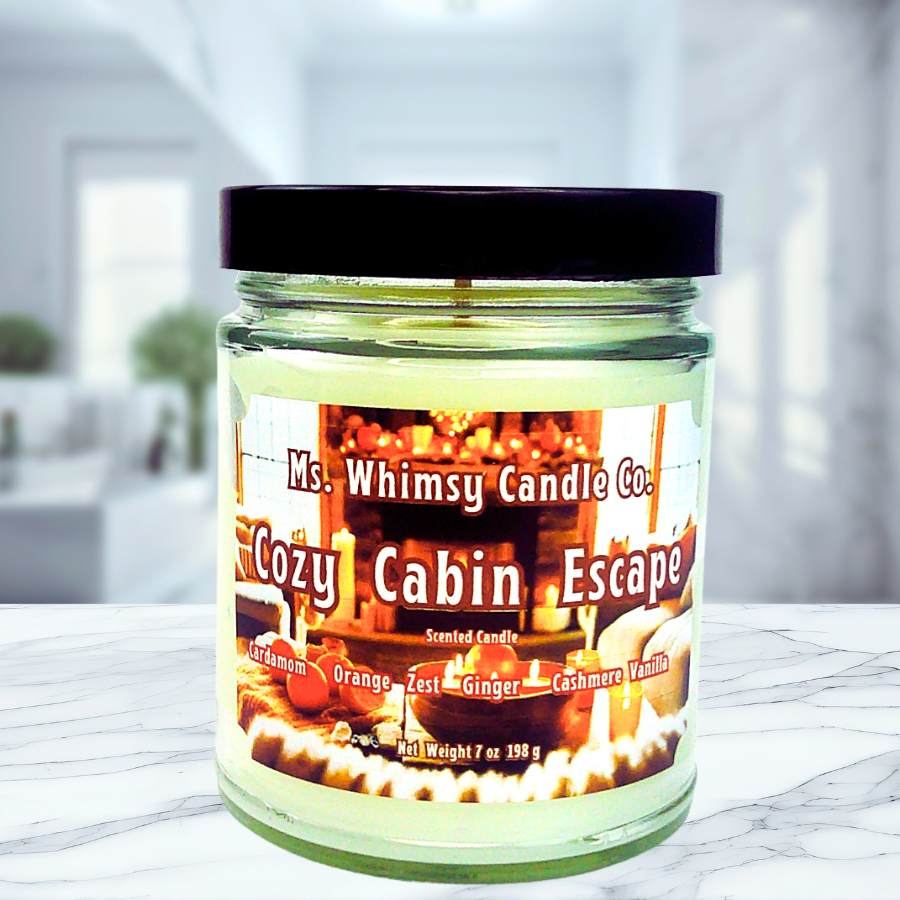 Cozy Cabin Escape | Cardamon, Orange Zest, & Ginger 9 oz Scented Candle | Woodsy & Citrus | Cozy Fall Aroma