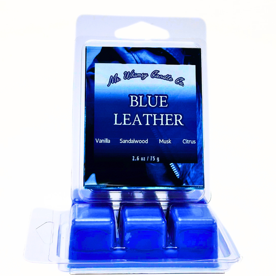 Blue Leather | Sandalwood, Patchouli, & Vanilla| Scented Wax Melt | Woodsy