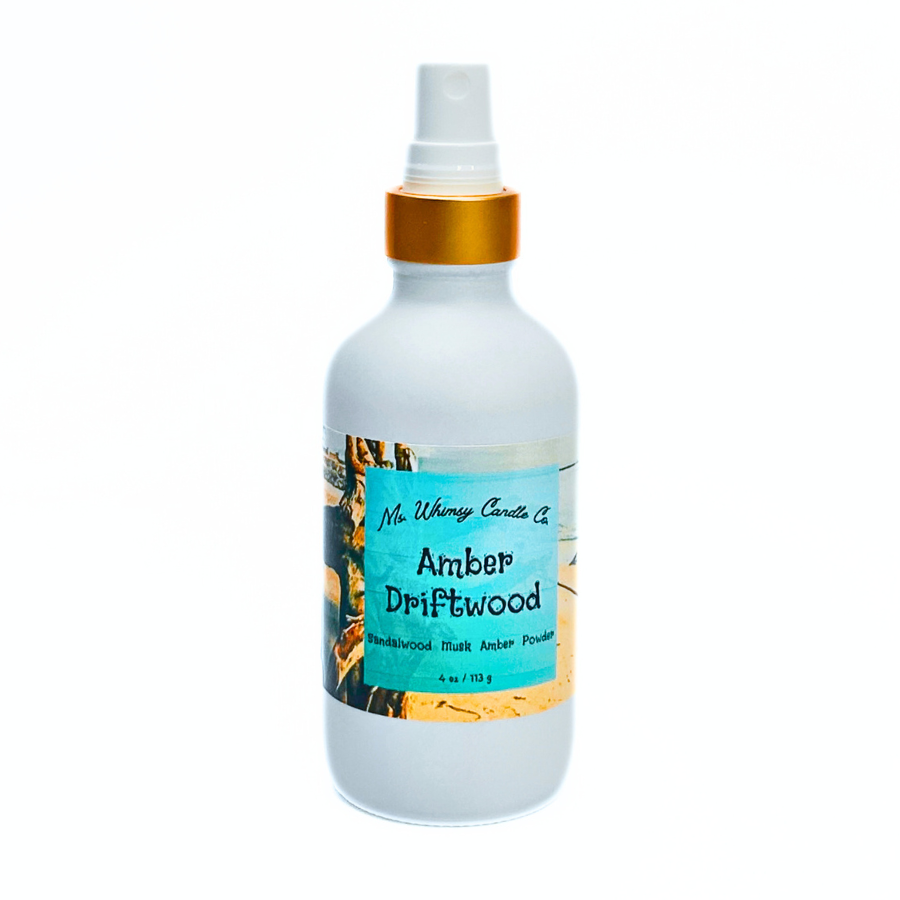 Amber & Driftwood 4 oz Room & Linen Spray | Driftwood, Amber, & Powder | Earthy & Woodsy | Fine Mist