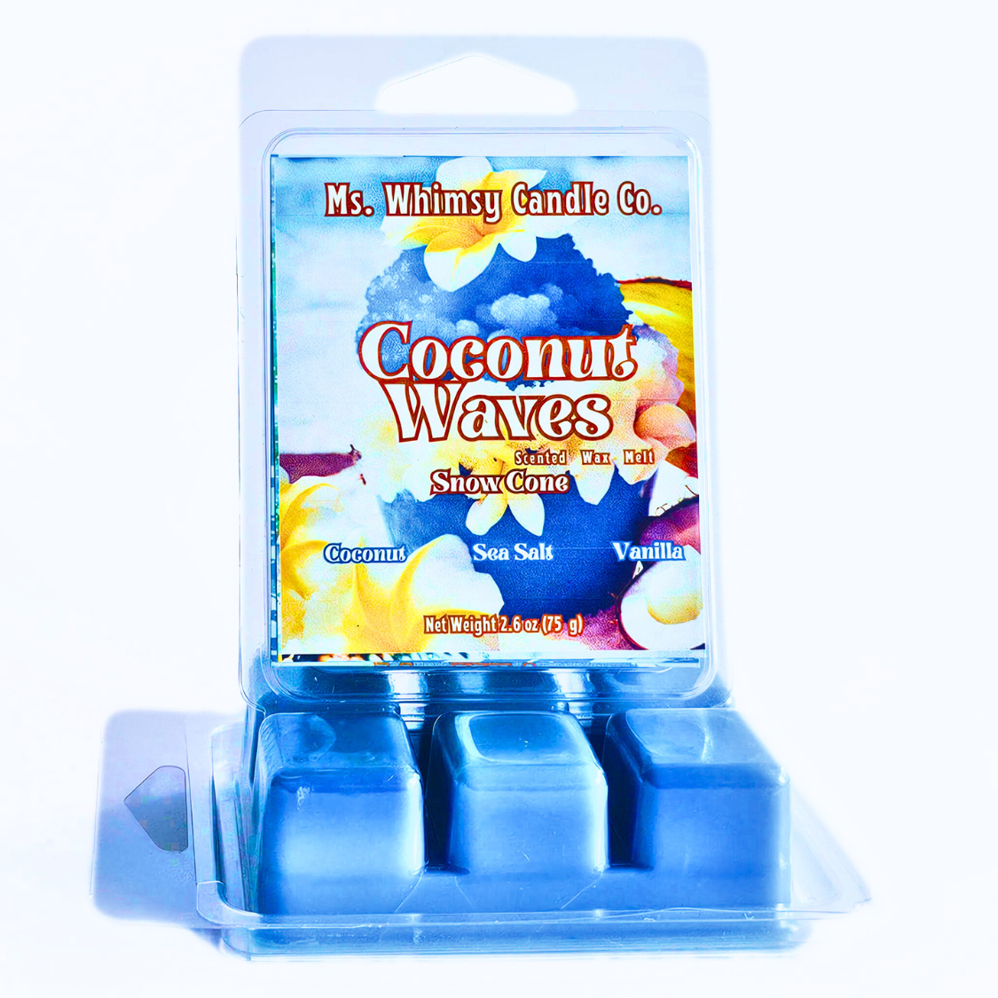 Coconut Waves Snow Cone | Sweet Coconut, Vanilla, & Sea Salt Scented Wax Melt | Tropical & Warm