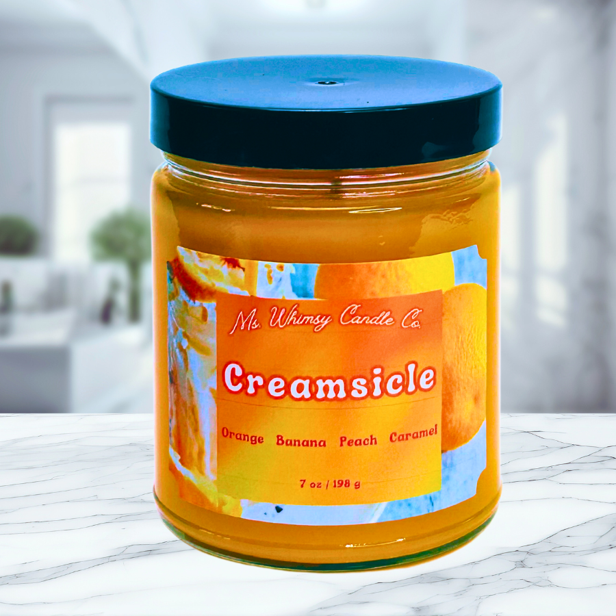 Creamsicle | Orange, Vanilla, & Carmelized Peaches 9 oz Scented Candle | Fruity & Sweet