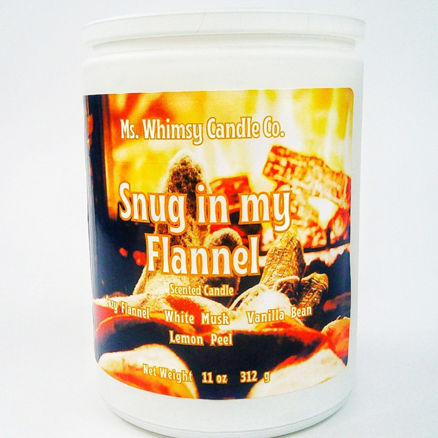 Snug in my Flannel | White Musk & Vanilla Bean 12 oz Scented Candle | Warm & Soothing | Winter Fragrance