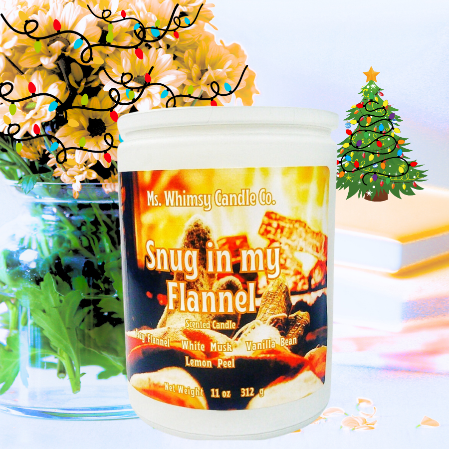Snug in my Flannel | White Musk & Vanilla Bean 12 oz Scented Candle | Warm & Soothing | Winter Fragrance