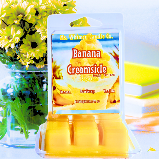 Banana Creamsicle Snow Cone | Banana & Vanilla Bean Scented Wax Melt | Sweet & Fruity