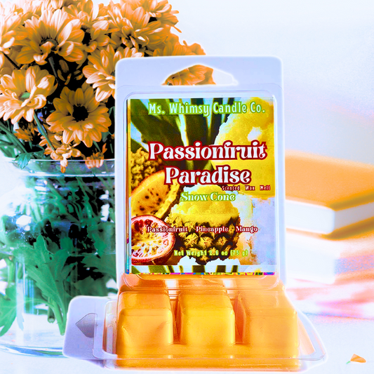 Passionfruit Paradise Snow Cone | Passionfruit, Pineapple, & Mango Scented Wax Melt | Fruity & Tropical