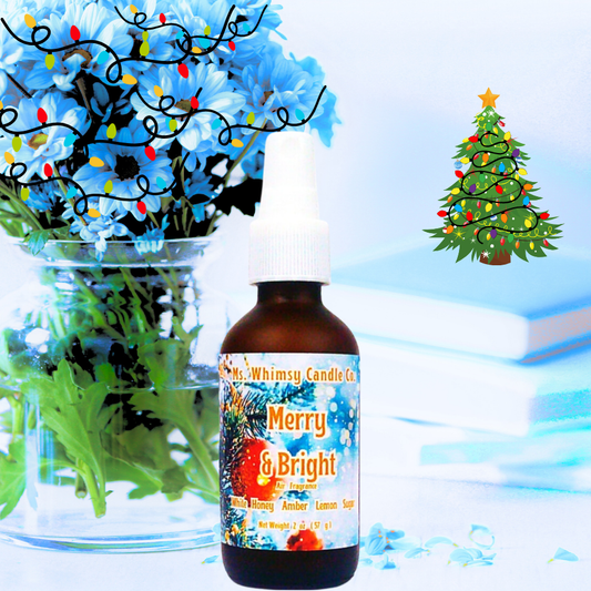 Merry & Bright 2 oz Room & Linen Spray | White Honey, Peach, & Lemon | Bright & Fruity | Fine Mist | Winter Fragrance