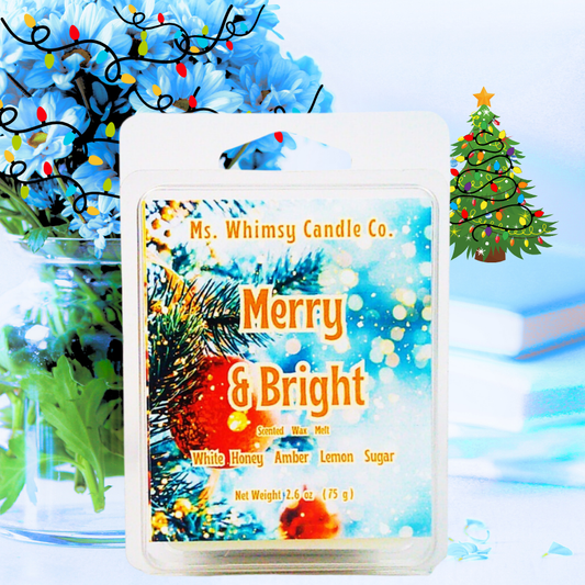 Merry & Bright | White Honey, Peach, & Lemon Scented Wax Melt | Bright & Fruity | Winter Fragrance