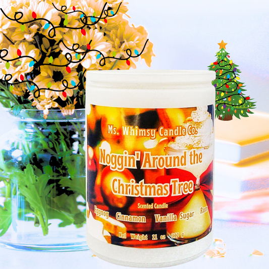 Noggin' Around the Christmas Tree | Vanilla Sugar, Rum, & Cinnamon 12 oz Scented Candle | Sweet & Warm | Winter Fragrance