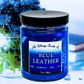Blue Leather | Sandalwood, Patchouli, & Vanilla | 9 oz Scented Candle | Woodsy