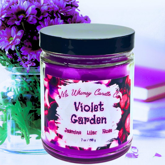 Violet Garden | Jasmin, Lilac, & Rose  9 oz Scented Candle | Floral