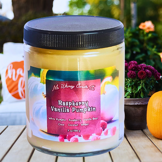 Raspberry Vanilla Pumpkin | White Pumpkin  Raspberry  Vanilla  |  9 oz Scented Candle | Sweet Fruity | Cozy Fall Aroma