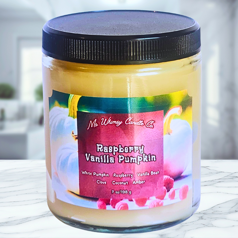 Raspberry Vanilla Pumpkin | White Pumpkin  Raspberry  Vanilla  |  9 oz Scented Candle | Sweet Fruity | Cozy Fall Aroma