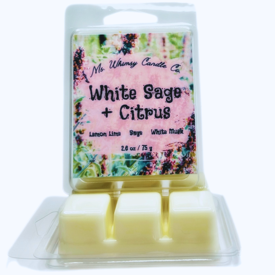 White Sage & Citrus | Sage, White Musk, & Lemon-Lime  Scented Wax Melts | Fresh & Clean