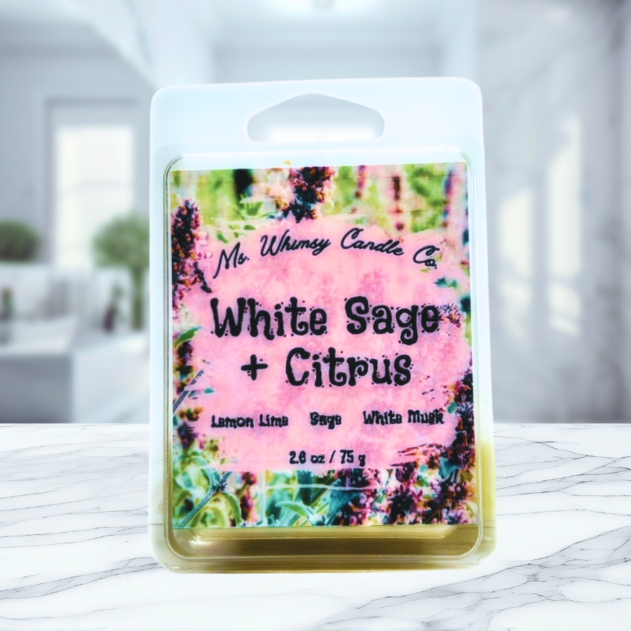 White Sage & Citrus | Sage, White Musk, & Lemon-Lime  Scented Wax Melts | Fresh & Clean