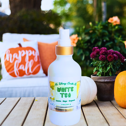 White Tea | Ginger Jasmine  Lemon | 4 oz Room & Linen Spray| Fruity & Floral | Fine Mist | Cozy Fall Aroma