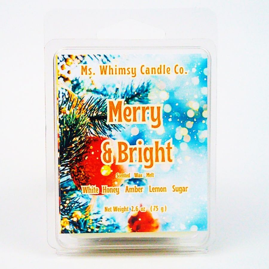 Merry & Bright | White Honey, Peach, & Lemon Scented Wax Melt | Bright & Fruity | Winter Fragrance