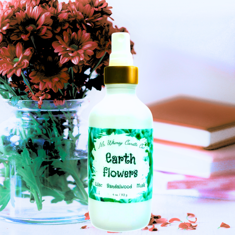 Earth Flowers | Lilac, Sandalwood, & Sweet Musk 4 oz Room & Linen Spray  | Fresh Sweet Floral