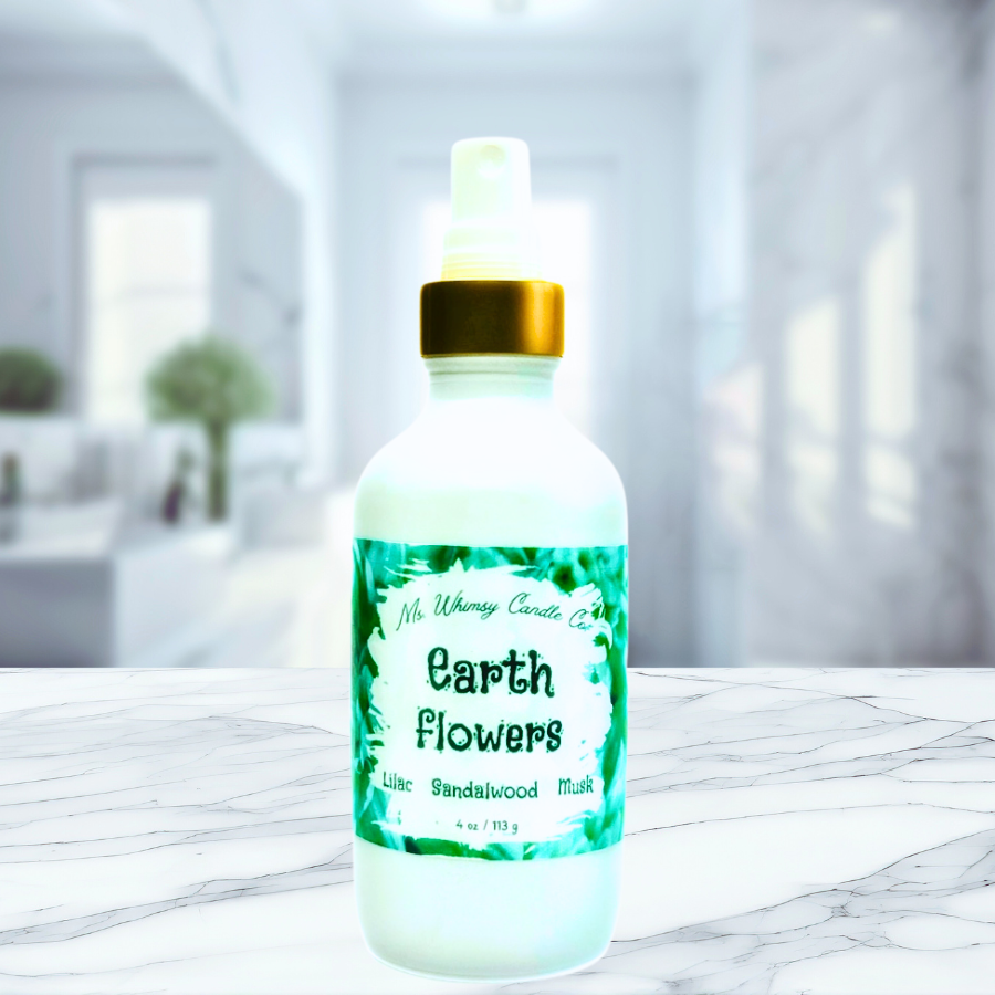 Earth Flowers | Lilac, Sandalwood, & Sweet Musk 4 oz Room & Linen Spray  | Fresh Sweet Floral