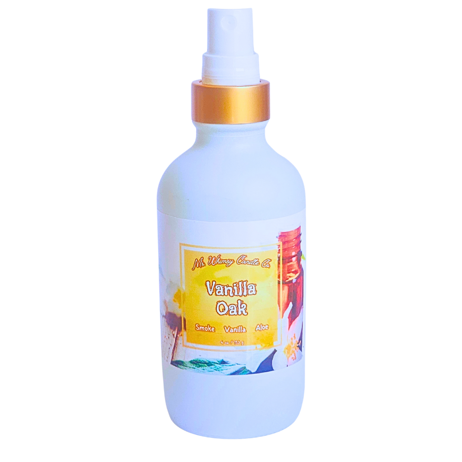 Vanilla Oak | Smoky Vanilla & Oak | 4 oz Room & Linen Spray | Sweet & Woody | Fine Mist | Cozy Fall Aroma