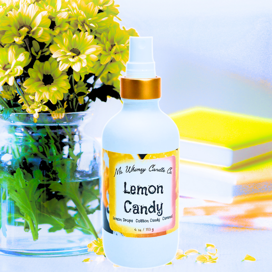 Lemon Candy | Pink Cotton Candy, Lemon Drops, & Caramel | 4 oz Room & Linen Spray |Sweet & Airy | Fine Mist