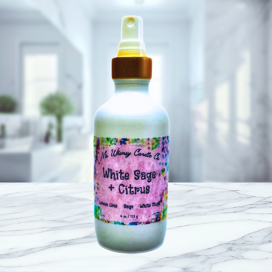 White Sage & Citrus | Sage, White Musk, & Lemon-Lime 4 oz Room & Linen Spray | Fresh & Clean