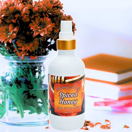Spiced Honey 4 oz Room & Linen Spray | Spiced Honey, Tobacco Leaves, & Dark Musk | Warm & Woodsy | Fine Mist